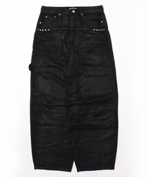Never mind the XU（ネバーマインドザエックスユー）の「【Never mind the XU】coating denim pants / 【ネバーマインド ザ エックスユー】コーティングワイドデニムパンツ（デニムパンツ）」