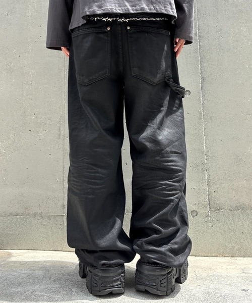 Never mind the XU(ネバーマインドザエックスユー)の「【Never mind the XU】coating denim pants / 【ネバーマインド ザ エックスユー】コーティングワイドデニムパンツ(デニムパンツ・メンズ・ブラック・M/L/S)」の10枚目の写真