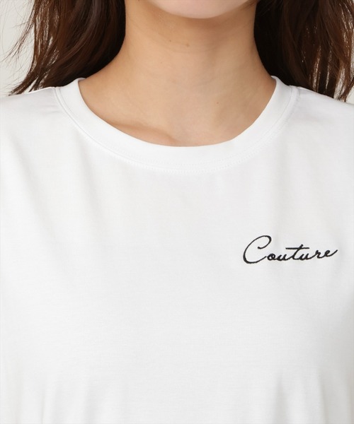 AND COUTURE(アンドクチュール)の「ワンポイント刺繍Tシャツ(Tシャツ/カットソー・レディース・ブラック/オフホワイト/グリーン・FREE)」の6枚目の写真