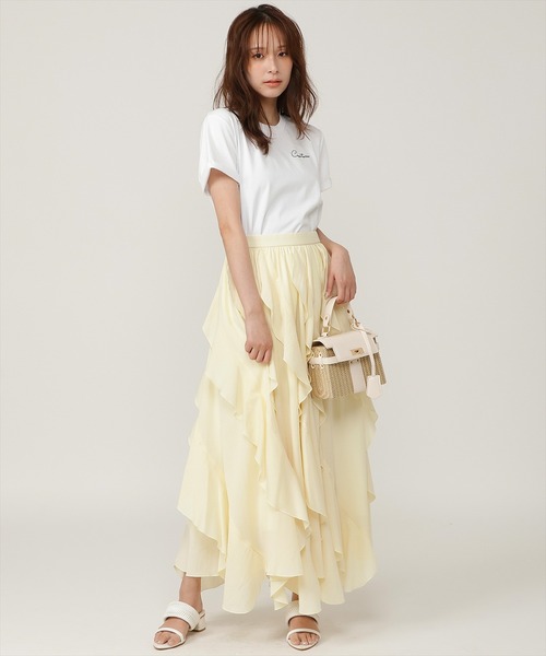 AND COUTURE(アンドクチュール)の「ワンポイント刺繍Tシャツ(Tシャツ/カットソー・レディース・ブラック/オフホワイト/グリーン・FREE)」の9枚目の写真