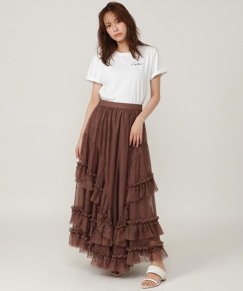AND COUTURE(アンドクチュール)の「ワンポイント刺繍Tシャツ(Tシャツ/カットソー・レディース・ブラック/オフホワイト/グリーン・FREE)」の11枚目の写真