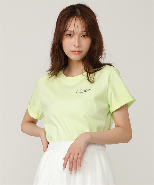 AND COUTURE(アンドクチュール)の「ワンポイント刺繍Tシャツ(Tシャツ/カットソー・レディース・ブラック/オフホワイト/グリーン・FREE)」の20枚目の写真