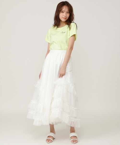 AND COUTURE(アンドクチュール)の「ワンポイント刺繍Tシャツ(Tシャツ/カットソー・レディース・ブラック/オフホワイト/グリーン・FREE)」の22枚目の写真