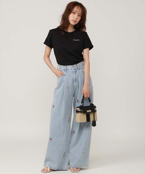 AND COUTURE(アンドクチュール)の「ワンポイント刺繍Tシャツ(Tシャツ/カットソー・レディース・ブラック/オフホワイト/グリーン・FREE)」の17枚目の写真