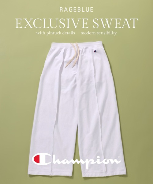 RAGEBLUE（レイジブルー）の「【Champion/チャンピオン】別注ピンタックスウェットイージーパンツ＜セットアップ着用可能＞（スウェットパンツ・メンズ・グリーン/グレー系その他/ブラック/その他5・MEDIUM/LARGE）」の4枚目の写真
