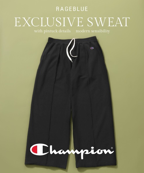 RAGEBLUE（レイジブルー）の「【Champion/チャンピオン】別注ピンタックスウェットイージーパンツ＜セットアップ着用可能＞（スウェットパンツ・メンズ・グリーン/グレー系その他/ブラック/その他5・MEDIUM/LARGE）」の2枚目の写真