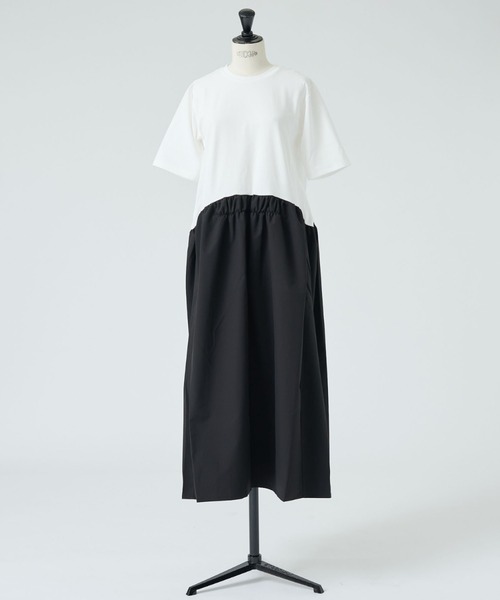 DESIGNWORKS(デザインワークス)の「【一部店舗限定】布帛コンビワンピース(ワンピース・レディース・ブラック/ホワイト・フリー)」の1枚目の写真
