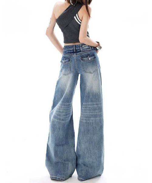LUCPY（ラクピー）の「ローライズワイドデニムパンツ バギーシルエット（デニムパンツ・レディース・ブルー・X-LARGE/LARGE/MEDIUM/SMALL）」の2枚目の写真