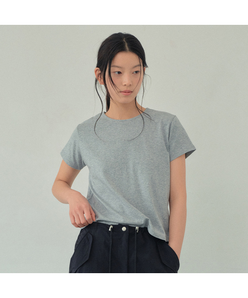 WEDNESDAYOASISFORWOMEN（ウェンズデー オアシス フォー ウーマン）の「[アトリエスタンダード] フォーシーズンモーダルコットン半袖Tシャツ_4COLOR(WB6TP45)（Tシャツ/カットソー・レディース・スカイブルー/ブラック/ホワイト/ライトグレー・SMALL/MEDIUM）」の3枚目の写真