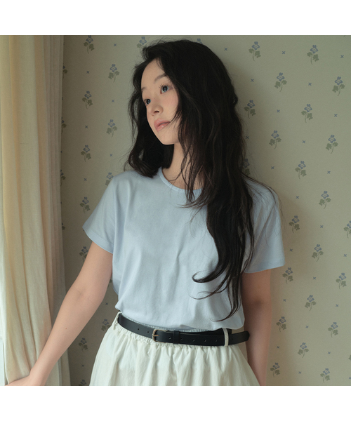 WEDNESDAYOASISFORWOMEN（ウェンズデー オアシス フォー ウーマン）の「[アトリエスタンダード] フォーシーズンモーダルコットン半袖Tシャツ_4COLOR(WB6TP45)（Tシャツ/カットソー・レディース・スカイブルー/ブラック/ホワイト/ライトグレー・SMALL/MEDIUM）」の4枚目の写真