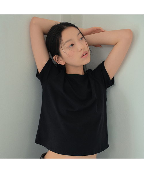 WEDNESDAYOASISFORWOMEN（ウェンズデー オアシス フォー ウーマン）の「[アトリエスタンダード] フォーシーズンモーダルコットン半袖Tシャツ_4COLOR(WB6TP45)（Tシャツ/カットソー・レディース・スカイブルー/ブラック/ホワイト/ライトグレー・SMALL/MEDIUM）」の2枚目の写真