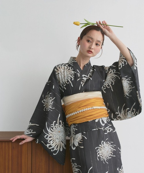 セール】糸菊柄 セパレート 浴衣 4点セット ワンピースタイプ（浴衣