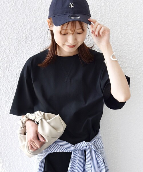 SHIPS（シップス）の「〈接触冷感/UVカット〉ガゼット デザイン ワイド スリーブ TEE（Tシャツ/カットソー・レディース・ブラウン/ブラック/オフホワイト・ONE SIZE）」の2枚目の写真
