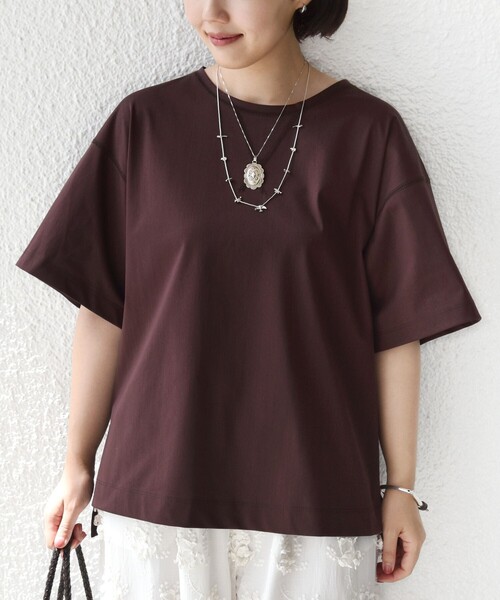 SHIPS（シップス）の「〈接触冷感/UVカット〉ガゼット デザイン ワイド スリーブ TEE（Tシャツ/カットソー・レディース・ブラウン/ブラック/オフホワイト・ONE SIZE）」の14枚目の写真