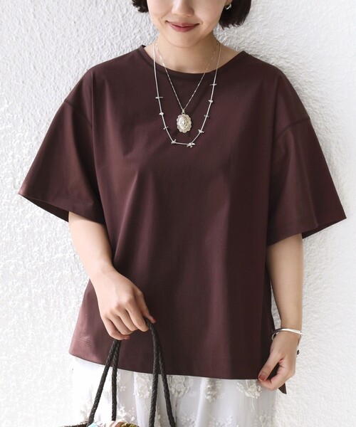 SHIPS（シップス）の「〈接触冷感/UVカット〉ガゼット デザイン ワイド スリーブ TEE（Tシャツ/カットソー・レディース・ブラウン/ブラック/オフホワイト・ONE SIZE）」の17枚目の写真