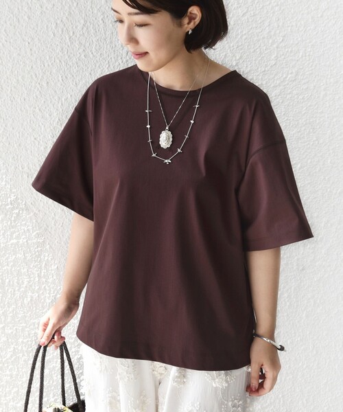 SHIPS（シップス）の「〈接触冷感/UVカット〉ガゼット デザイン ワイド スリーブ TEE（Tシャツ/カットソー・レディース・ブラウン/ブラック/オフホワイト・ONE SIZE）」の18枚目の写真