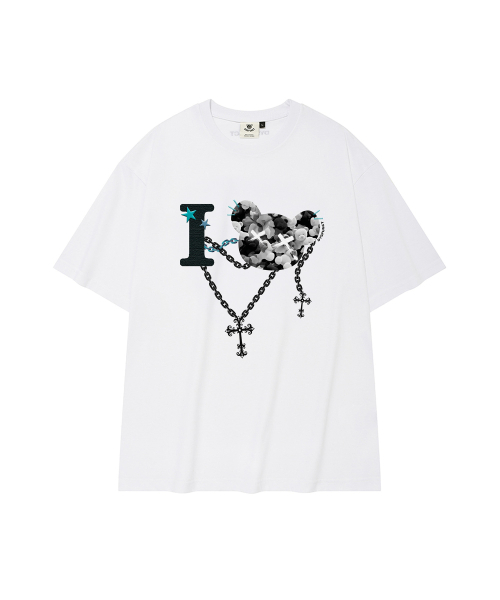 DYSFUNCT(ディスファンクト)の「I LOVE CAMO BEAR T-SHIRT(WHITE)(Tシャツ/カットソー・レディース・その他・SMALL/MEDIUM/LARGE)」の4枚目の写真