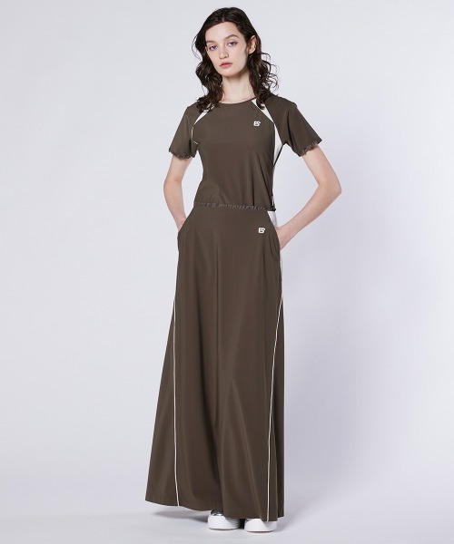 ESSENTIAL(エッセンシャル)の「トリコットマキシスカート(スカート・レディース・カーキ/ブラック・38/36)」の6枚目の写真