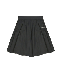 COTTON FLARE MIDI SKIRT_CHARCOAL
