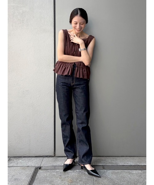 Ungrid（アングリッド）の「ハイウエストヴィンテージストレートデニム（デニムパンツ・レディース・インディゴブルー/ブルー・24inch/26inch/25inch）」の4枚目の写真