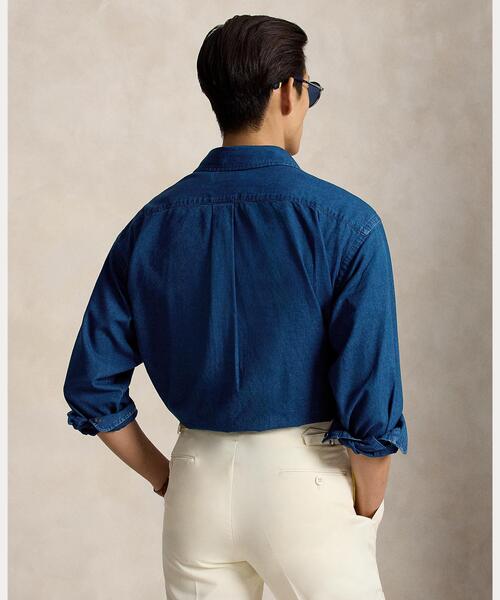 POLO RALPH LAUREN(ポロ ラルフ ローレン)の「リラックス フィット シャンブレー ワークシャツ(シャツ/ブラウス・メンズ・ネイビー系1・XS/L)」の4枚目の写真