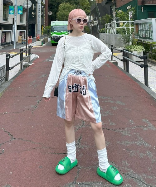 Alley Tokyo(アリートーキョー)の「バックレースアップシアーT(Tシャツ/カットソー・レディース・ブラック/ピンク/オフホワイト/イエロー/サックスブルー/レッド・FREE)」の8枚目の写真