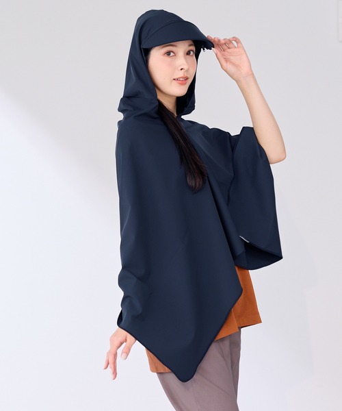 sankyo shokai（サンキョウショウカイ）の「UVポンチョ 冷感 PCM配合 ひんやり長続き UVCUT99％（ポンチョ・レディース・ブラック/ライトグレー/ネイビー・FREE）」の14枚目の写真