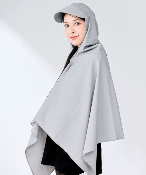 sankyo shokai（サンキョウショウカイ）の「UVポンチョ 冷感 PCM配合 ひんやり長続き UVCUT99％（ポンチョ・レディース・ブラック/ライトグレー/ネイビー・FREE）」の13枚目の写真