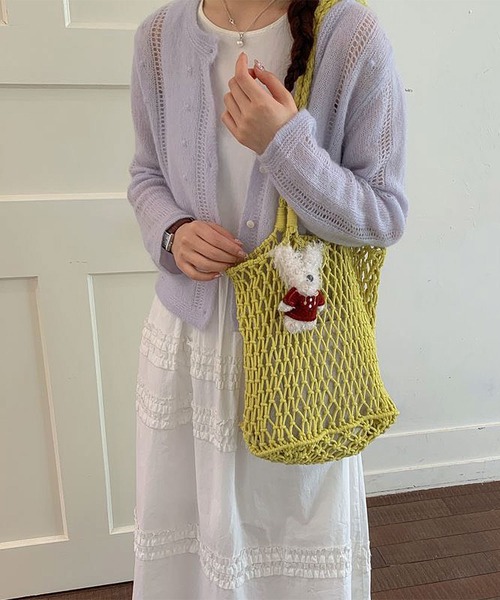 ammy.(エイミードット)の「【 ammy. / エイミードット 】 ロープ編み サマー ショルダー バッグ(ショルダーバッグ・レディース・イエロー/ベージュ/ホワイト/グリーン/ピンク/ブラック・FREE)」の5枚目の写真
