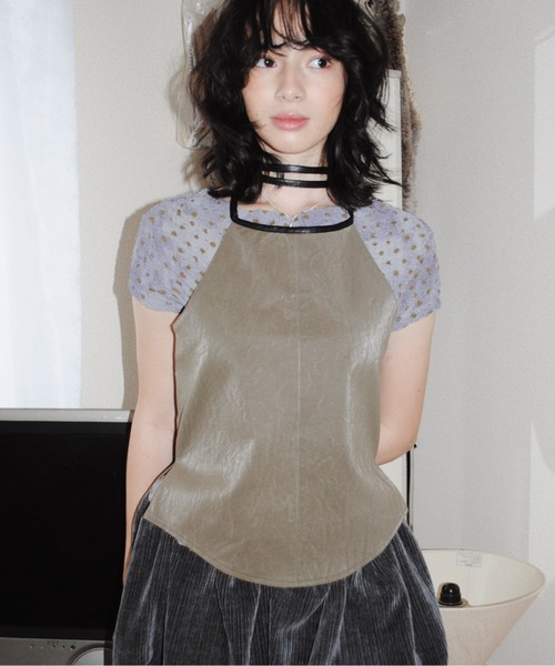 haiter-necklace leather bustier / ホルターネックレザービスチェ