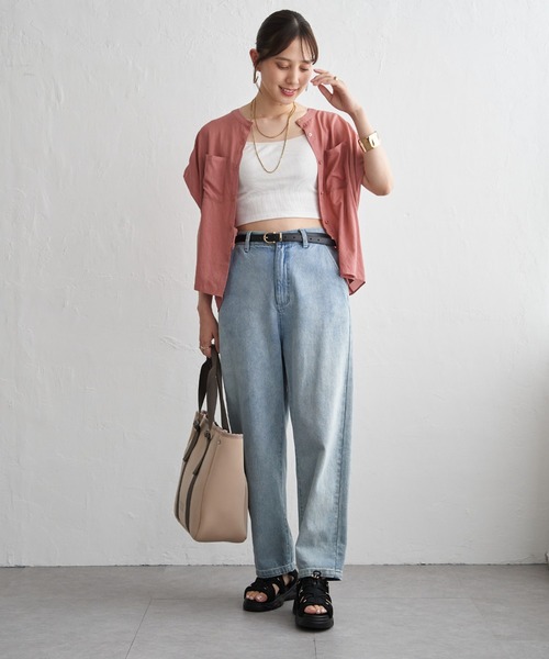 ikka(イッカ)の「【セットアップ対応】冷感ボイルタックドルマンブラウス(シャツ/ブラウス・レディース・ネイビー/グレイッシュベージュ/コーラルピンク・L/M/S)」の8枚目の写真