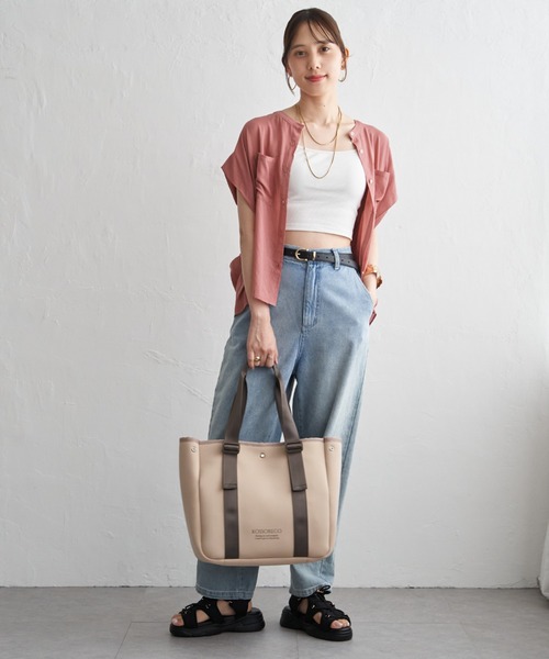 ikka(イッカ)の「【セットアップ対応】冷感ボイルタックドルマンブラウス(シャツ/ブラウス・レディース・ネイビー/グレイッシュベージュ/コーラルピンク・L/M/S)」の9枚目の写真