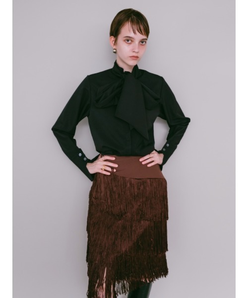 sahara(サハラ)の「【26AW PRE ORDER】Scarf Tie Blouse(シャツ/ブラウス・レディース・ブラック/ホワイト・FREE)」の6枚目の写真