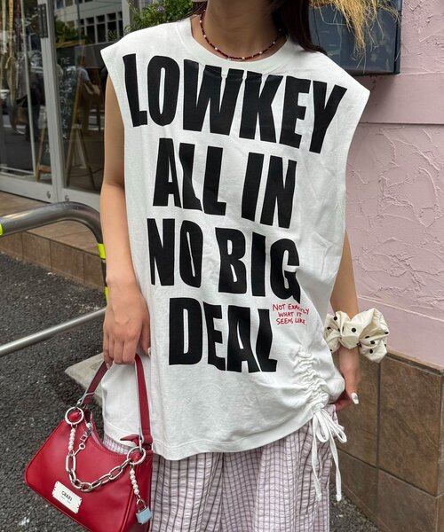CIAOPANIC(チャオパニック)の「シャーリングBIGノースリーブTee(Tシャツ/カットソー・レディース・ホワイト系その他/ブルー/ホワイト/ブルー系その他・ONE SIZE)」の5枚目の写真