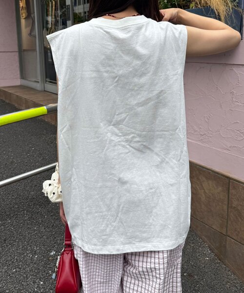 CIAOPANIC(チャオパニック)の「シャーリングBIGノースリーブTee(Tシャツ/カットソー・レディース・ホワイト系その他/ブルー/ホワイト/ブルー系その他・ONE SIZE)」の8枚目の写真