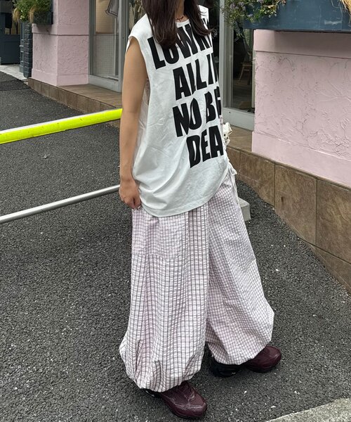 CIAOPANIC(チャオパニック)の「シャーリングBIGノースリーブTee(Tシャツ/カットソー・レディース・ホワイト系その他/ブルー/ホワイト/ブルー系その他・ONE SIZE)」の10枚目の写真