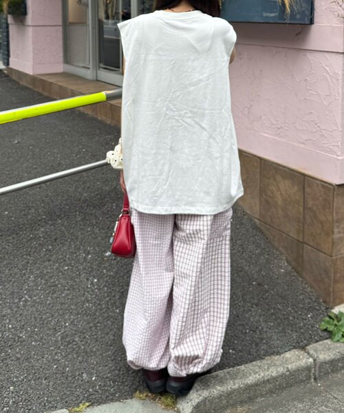 CIAOPANIC(チャオパニック)の「シャーリングBIGノースリーブTee(Tシャツ/カットソー・レディース・ホワイト系その他/ブルー/ホワイト/ブルー系その他・ONE SIZE)」の11枚目の写真