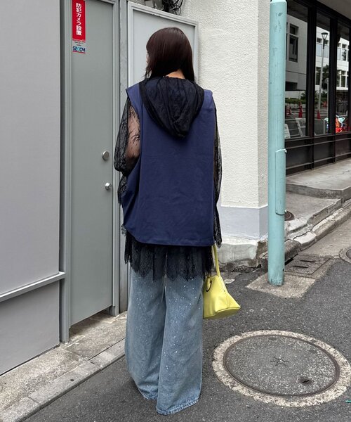 CIAOPANIC(チャオパニック)の「シャーリングBIGノースリーブTee(Tシャツ/カットソー・レディース・ホワイト系その他/ブルー/ホワイト/ブルー系その他・ONE SIZE)」の18枚目の写真