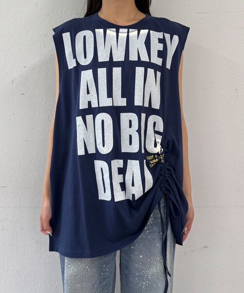 CIAOPANIC(チャオパニック)の「シャーリングBIGノースリーブTee(Tシャツ/カットソー・レディース・ホワイト系その他/ブルー/ホワイト/ブルー系その他・ONE SIZE)」の19枚目の写真