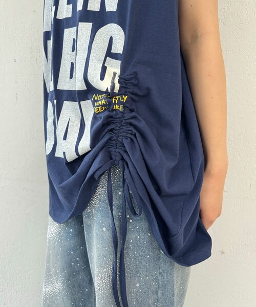 CIAOPANIC(チャオパニック)の「シャーリングBIGノースリーブTee(Tシャツ/カットソー・レディース・ホワイト系その他/ブルー/ホワイト/ブルー系その他・ONE SIZE)」の22枚目の写真