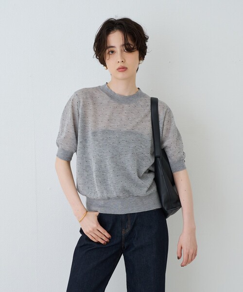 Rouge vif(ルージュヴィフ)の「レビータ半袖シアーニット / ドット(ニット/セーター・レディース・ブラック/グレー系その他/ベージュ系その他・フリー)」の11枚目の写真
