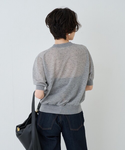 Rouge vif(ルージュヴィフ)の「レビータ半袖シアーニット / ドット(ニット/セーター・レディース・ブラック/グレー系その他/ベージュ系その他・フリー)」の13枚目の写真