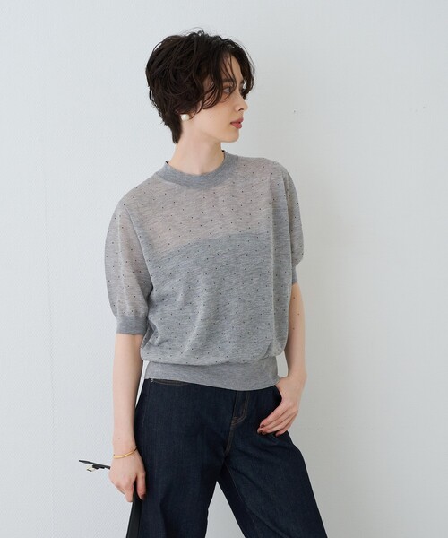 Rouge vif(ルージュヴィフ)の「レビータ半袖シアーニット / ドット(ニット/セーター・レディース・ブラック/グレー系その他/ベージュ系その他・フリー)」の14枚目の写真