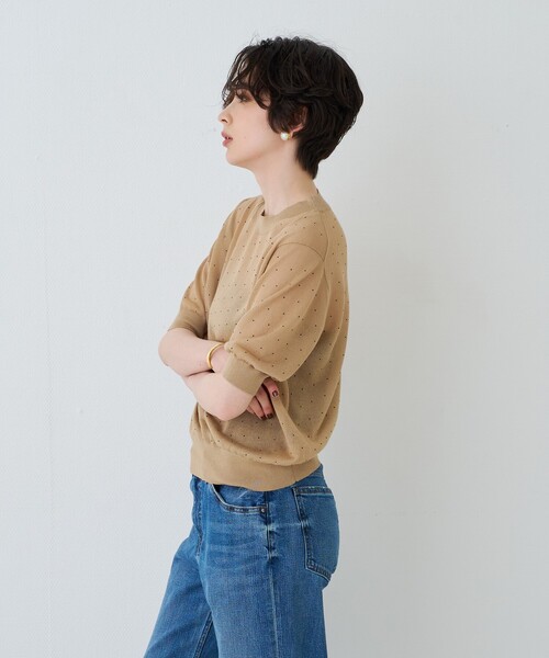 Rouge vif(ルージュヴィフ)の「レビータ半袖シアーニット / ドット(ニット/セーター・レディース・ブラック/グレー系その他/ベージュ系その他・フリー)」の17枚目の写真