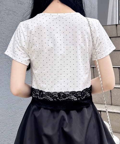 INGNI(イング)の「リボン付き裾レースTシャツ(Tシャツ/カットソー・レディース・ブラック系その他4/ブラック/ホワイト系その他/ライトピンク・M)」の20枚目の写真