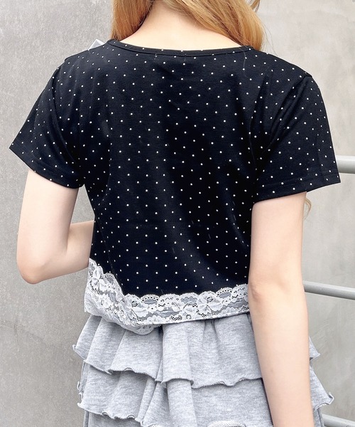 INGNI(イング)の「リボン付き裾レースTシャツ(Tシャツ/カットソー・レディース・ブラック系その他4/ブラック/ホワイト系その他/ライトピンク・M)」の14枚目の写真