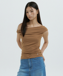 Convertible Drape Off-Shoulder Top (brown)