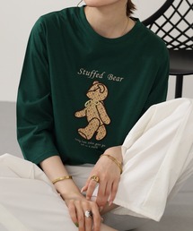 BRODIAEA テディベアプリント7分袖Tシャツ