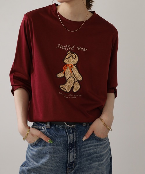 BRODIAEA(ブローディア)の「BRODIAEA テディベアプリント7分袖Tシャツ(Tシャツ/カットソー・レディース・ワインレッド/ダークグリーン/ブラック/グレイッシュベージュ・40)」の17枚目の写真