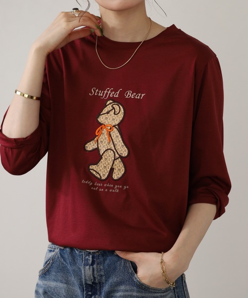BRODIAEA(ブローディア)の「BRODIAEA テディベアプリント7分袖Tシャツ(Tシャツ/カットソー・レディース・ワインレッド/ダークグリーン/ブラック/グレイッシュベージュ・40)」の20枚目の写真